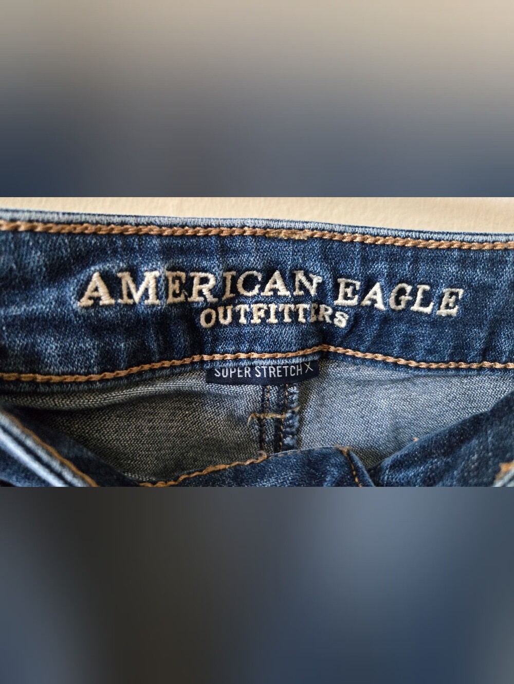 American Eagle Outfitters Dark Blue Ripped Skinny Jeans Jegging High Rise - Picture 2 of 5